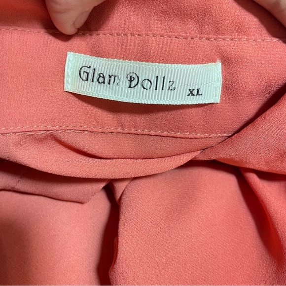 Glam Dollz Orange Studded Collar High Low Top size XL - Picture 10 of 14